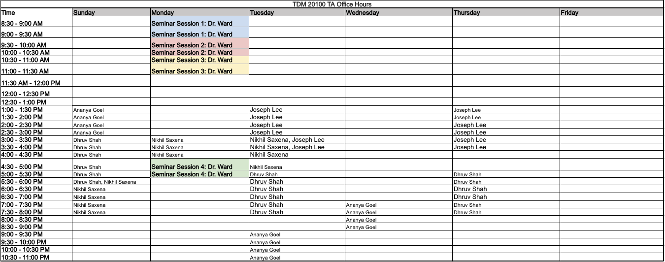 TDM 201 Office Hours